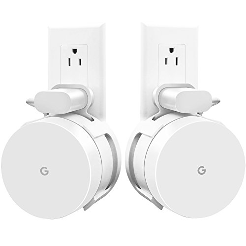 [Upgraded] Google WiFi Wall Mount, WiFi Accessories for Google Mesh WiFi System and Google WiFi Router Without Messy Wires or Screws (White(2 Pack))