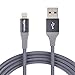 Amazon Basics Double Braided Nylon Lightning to USB Cable, Advanced Collection, MFi Certified Apple iPhone Charger, Dark Gray, 10 Feet