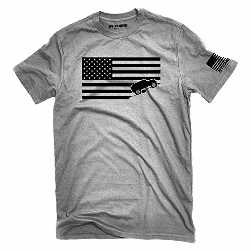 American Flag Jeep Shirt Ash Gray Made in USA Offroad t-Shirt (XXX-Large)