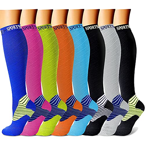 CHARMKING Compression Socks for Women & Men Circulation 15-20 mmHg is Best Graduated Athletic for Running, Flight Travel, Support, Pregnant, Cycling - Boost Performance, Durability (L/XL, Multi 14)