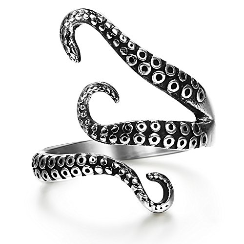 FIBO STEEL Stainless Steel Octopus Shape Rings for Men Women Vintage Rings,Size 11