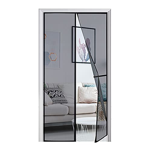 Homitt [Upgraded Version] Magnetic Screen Door with Durable Fiberglass Mesh Curtain and Full Frame Hook & Loop Fits Door Size up to 39"x83" Max- Black