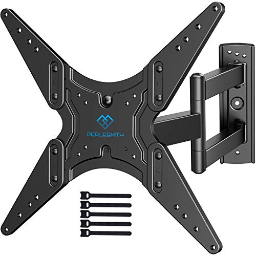 PERLESMITH TV Wall Mount for Most 26-55 Inch Flat Curved TVs with Swivels, Tilts & Extends 18.5 Inch - Wall Mount TV Bracket VESA 400x400 Fits LED, LCD, OLED, 4K TVs Up to 88 lbs, Black (PSMFK1)