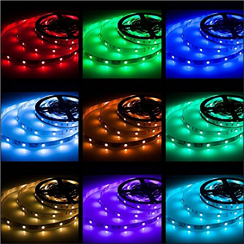 Rxment RGB LED Strip Lights with Remote 5 Meter 16.4 Foot 5050 RGB 150LEDs Full Kit, Blue LED Light Strip, LED Lights Strip, LED Night Light, LED Rope Lights, LED Tape Light