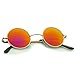 Small Retro Lennon Inspired Style Colored Mirror Lens Round Metal Sunglasses 41mm (Gold/Magenta Mirror)