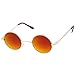 Small Retro Lennon Inspired Style Colored Mirror Lens Round Metal Sunglasses 41mm (Gold/Magenta Mirror)