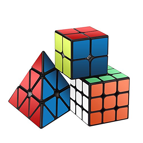Speed Cube Set, ROXENDA Magic Cube Set of 2x2x2 3x3x3 Pyramid Smooth Puzzle Cube