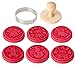 StarPack Christmas Cookie Stamps Set of 6 - High Heat Resistant to 480°F, Hygienic One Piece Design, Stamps include Homemade, Eat Me and Snowman, 1 Round Cookie Cutter, 1 Wooden Press
