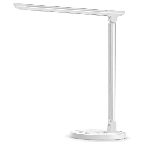 TaoTronics LED Desk Lamp, Eye-caring Table Lamps, Dimmable Office Lamp with USB Charging Port, 5 Lighting Modes with 7 Brightness Levels, Touch Control, White, 12W, Philips EnabLED Licensing Program