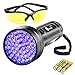 TaoTronics TT-FL002 Black Light, 51 LEDs Uv Blacklight Flashlights Detector for Dry Pets Urine & Stains & Bed Bug with Uv Sunglasses & 3 AAA Batteries
