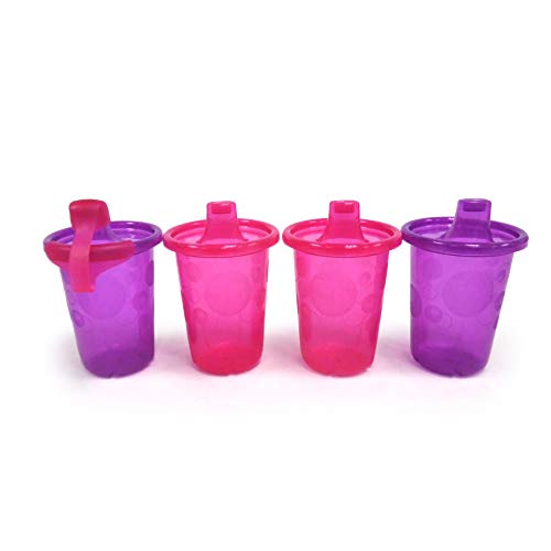 The First Years Take & Toss Straw Cups 10 Ounce - 4 Pack -Pink/Purple, Multi
